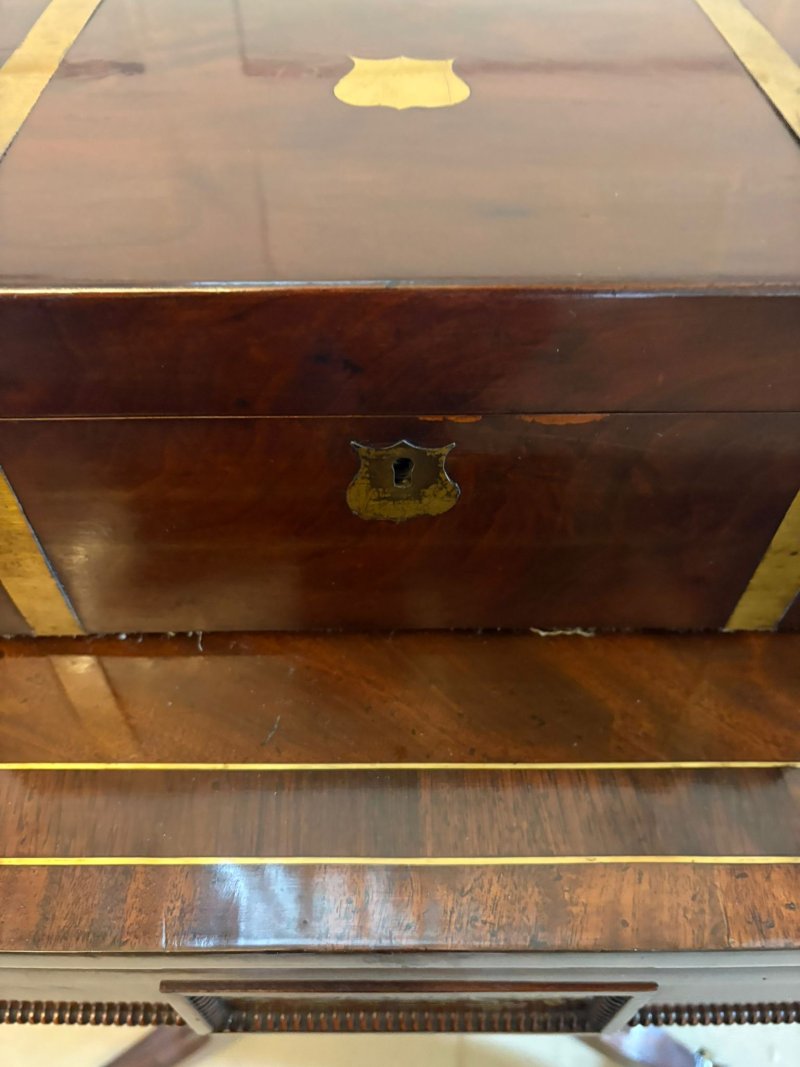 Antique Victorian Mahogany Brass Bound Writing Box - Image 3